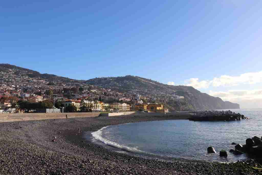 Quiet beach in Madeira in January with fewer crowds and winter sunshine